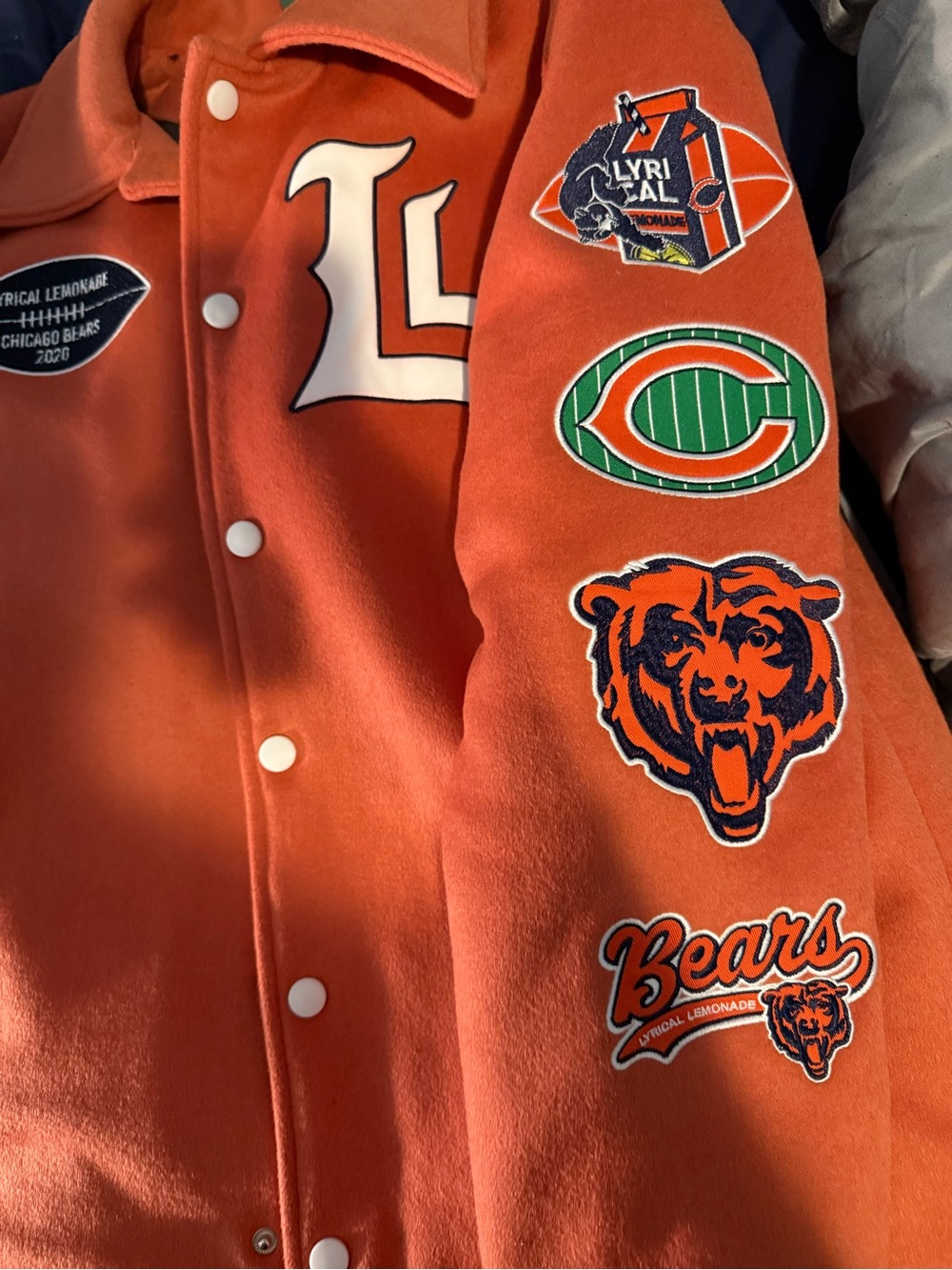 Unbranded Orange Varsity-Style Bears Patch Jacket for Men